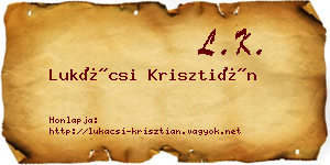 Lukácsi Krisztián névjegykártya